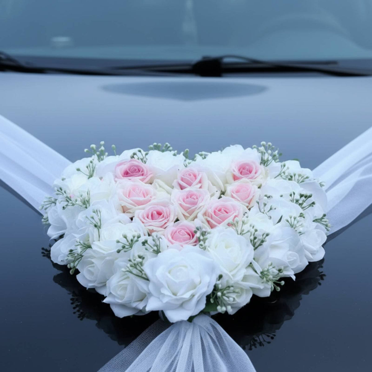 Wedding Car Flower Set Romantic Design Heart Shaped Car Flower Decoration Long-Lasting Reusable