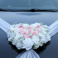 Wedding Car Flower Set Romantic Design Heart Shaped Car Flower Decoration Long-Lasting Reusable