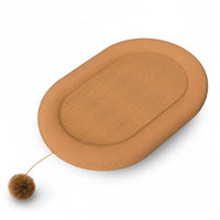 Padded Rim Oval Pet Scratching Board Recessed Center Jute Pet Scratcher Dangling Ball Toy Pet Furniture Low-Height