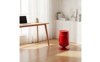 Trash Bin with Lid Glossy Hinged-Lid Garbage Can Cylindrical Pedestal Waste Bin for Kitchen, Office, Living Room
