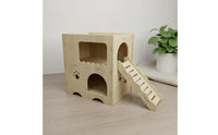 Interactive Toy Wooden Hamster House with Ramp Easy Assembly 2-Story Hamster Hideout for Pet Terrarium