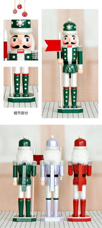 36cm Pearl Nutcracker Flag Bearer Drum Soldier Wooden Christmas Ornament
