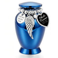 Personalized Keepsake Urn with Photo Pendant Polished Miniature Urn with Charms Metal Ash Holder Compact for Grieving Families