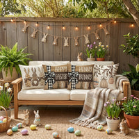4pcs Easter Pillow Cover Festive Design Decorative Easter Egg Pillow Sham Soft & Comfortable Hare Illustration Throw Pillowcase for Homeowners, Sofa