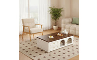 Storage Cabinet with Drawers Modern Storage Cabinet Wood-Grain Coffee Table with Drawers for Apartment Dwellers, Living Room, Small Areas
