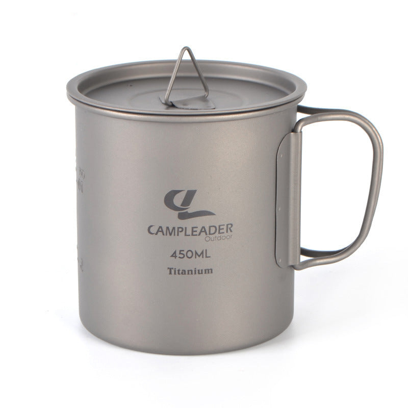450ml Outdoor Pure Titanium Cup Portable Cup Foldable Camping Cup with Lid