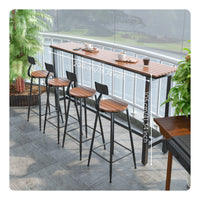 Long Narrow Bar Table Retro Design Wrought Iron High Top Table Space-Saving Design for Cafe Owners, Apartment Dwellers, By the Window, Patio, Porch