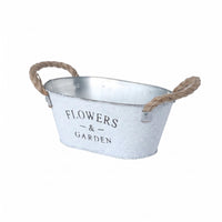 Oval Tabletop Planter Printed Lettering Flower Pot with Handles
