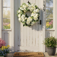 White Peony Hydrangea Wreath Indoor Outdoor Use Seasonal Summer Door Wreath