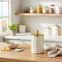 Lidded Kitchen Container Dustproof Plastic Pantry Jar Elegant Design for Desktop