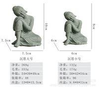 青砂石佛像摆件创意禅意工艺品鱼缸水族造景中式茶宠家居装饰