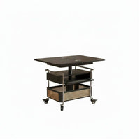 dual-level Bar Trolley Rattan Accent Side Table Foldable Design Vintage design for Homeowners, Bedroom