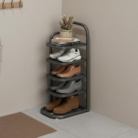 Narrow Shoe Rack Space-Saving Multi-Tier Shoe Shelf Foldable for Closet, Renters