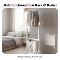 Valet Stand with Laundry Baskets Stable Structure Clothing Rack for Small Areas