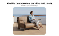 Weather-withstandant Woven Rope Outdoor Sofa Modern Design Patio Seating long-ultimateing Garden Lounge Set Easy to Clean for Designers, Hotel Managers, Homeowners, Terrace, Balcony, Porch, rearyard