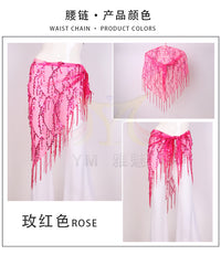 Belly Dance Hip Scarf with Sequins and Tassels