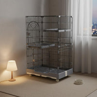 Easy to Clean Cat Villa Enclosure Pull-out Tray Multi-Level Cat Enclosure for Home