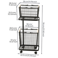 Rolling Laundry Basket Cart Breathable Two-Tier Laundry Cart Space-Saving