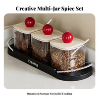 Light Luxury Design Kitchen Seasoning Container Set Food Grade Material Seasoning Box Set Lid and Spoon Included for Chefs, Foodies, Pantry