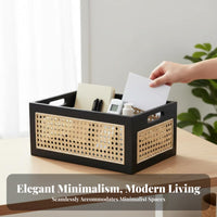 Wooden Rattan Basket Natural Material Japanese Aesthetic Storage Bin