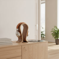 Wooden Headphone Stand Sculptural Arched Headphone Holder Arch Bridge Wooden Headset Holder for Gaming Aficionados, Professionals, Home Office