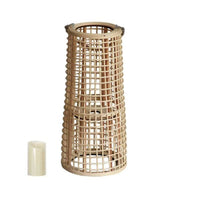 Bamboo Lantern Tapered Cylindrical Rattan Lantern Metal Rings Open Lattice Rustic Decor Suitable for Living Room Photography Setup Reading Corner