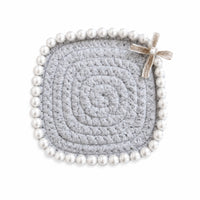 Heat-Insulation Mat with Pearl Edge Handmade Place Mat Farmhouse for Tea Party