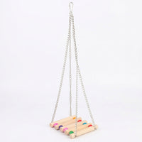 Bird Swing and Parrot Bridge for Cage, Wooden Bird Perch with Hanging Chain, Small Medium Budgie and Cockatiel Toys for Parrot Swing Climbing