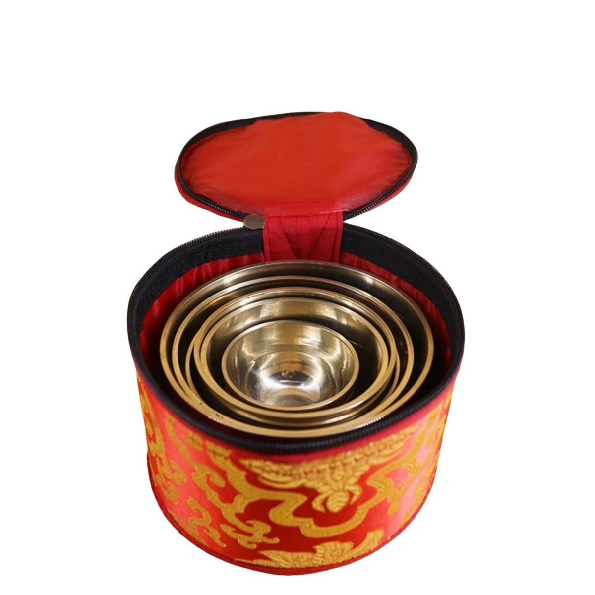 7 Pieces Meditation Sound Bowls Gold-Toned Nested Singing Bowls Stackable Instrument for Practitioners, Yogis, Sound Healing, Meditation