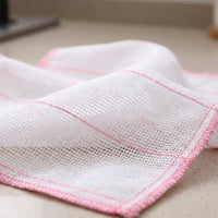 5-Layer Dishcloths and Oil-Resistant Kitchen Cloth, White with Rose Striped Yarn Dish Cloths for Dishes, Dual-Sided Bulk Pack Cleaning