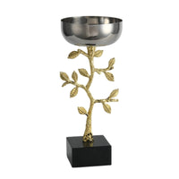 Sculptural Candle Holder Polished Candle Holder with Leaf Details Elegant Decor for Living Room