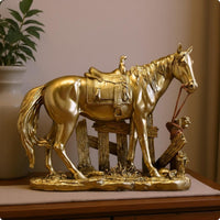 Fence Base Horse Figurine Molded Details Home Decor Textured Ground for Shelf