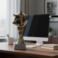 Global Championship Theme Figurine 3D Sculpted Design Soccer Player Sculpture