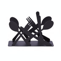 Hollow-out Metal Napkin Rack Decorative Black Iron Napkin Holder Weighted Base Metal Tabletop Tissue Holder for Cafe