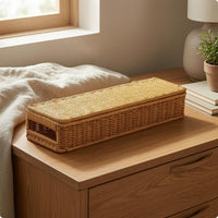 Rattan Storage Box with Lid Rectangular Rattan Storage Box Handmade for Tabletop