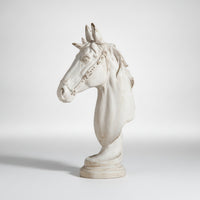 Horse Head Statue with Pedestal Distressed Horse Bust Decorative Horsehead Statue for Decorators, Collectors, Mantel