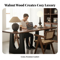Solid Wood Dining Table Multi-Functional Walnut Finish Table Sturdy Construction Contemporary Workspace Desk for Families, Homeowners, Study, Kitchen
