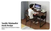 Easy Assembly Simple Study Desk Multi-Purpose Minimalist Office Desk Sturdy Frame Writing Table with Storage Modern Design for Students, Teenagers, Professionals, Small Apartment, Bedroom, Dorm Room