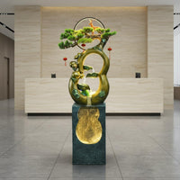 Gourd Shaped Floor Water Feature Auspicious Symbolism Water Feature Easy to Assemble LED Cascading Water Feature for Living Room, Reception Area