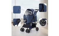 Collapsible Foldable Pet Stroller with Tray Mesh Pet Stroller with Storage Basket Breathable Carrier Compact for Travel