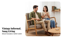 Retro Design Upholstered Wooden Frame Armchair Comfortable Seating Commercial Furniture Modern Simple Design Lounge Set Ergonomic Backrest for Business Owners, Interior Designers, Cafe Patrons, Restaurant, Hotel Lobby, Reception Area, Living Room