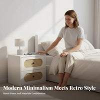 Rattan-Front Drawer Cabinet Vintage Aesthetic Rattan Front Cabinet for Families