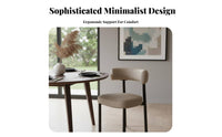 Upholstered Side Chair with Curved Backrest Minimalist Design Kitchen Seating Comfortable Padded Seat Anti-Slip Feet