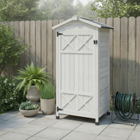 Vertical Outdoor Cabinet with Pitched Roof Freestanding Garden Storage Cabinet Long-Lasting Garden Shed Heavy-Duty for Gardeners