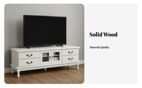 Sturdy Construction Solid Wood TV Cabinet Easy to Clean American Design Wooden TV Console Rounded Corners Floor Standing Entertainment Unit Adjustable Shelves for Small Apartment Owners