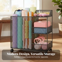 Space Saving Home Gym Storage Rack Mobile Design Exercise Equipment Organizer Sturdy Construction Home Gym Rolling Rack Large Capacity