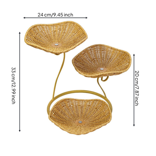 3 Tier Fruit Basket with Metal Stand Shallow Trays Home Organizer Decorative