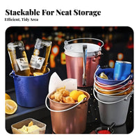 Metal Ice Container with Handle Food-Grade Portable Fried Chicken Pail Metal Ice Container Sturdy Handles Party Drink Chiller