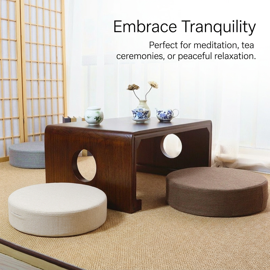 Large Floor Pillow Meditation Cushion, Round Floor Cushions Adults, Thick Floor Cushion for Floor Seating, Living Room Balcony Outdoor