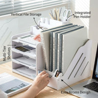 Multi-Layer Desktop File Organizer Rack, Stackable Document Storage for Office, Paper Filing Tray for Students 2 Layers